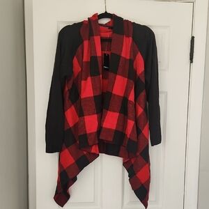 Torrid Red and Black Plaid Cardigan